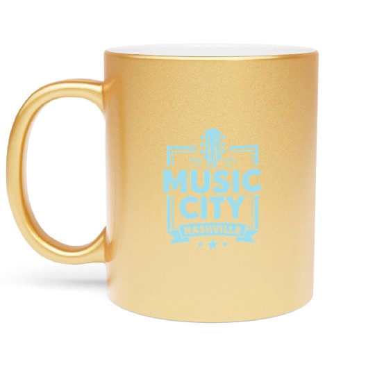 Music City Nashville Guitar Tennessee Metallic Mugs