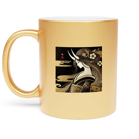 Oni girl in Kimono Metallic Mugs