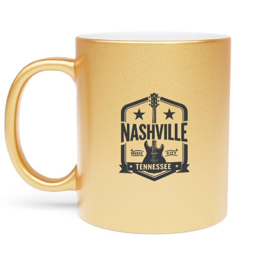 Nashville Music City Guitar Tennessee Metallic Mugs