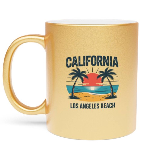 Trendy Los Angeles California Palm Tree Beach Suns Metallic Mugs