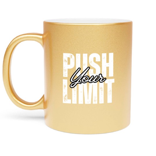 Push Your Limit | Bold Gym Motivation Metallic Mugs for