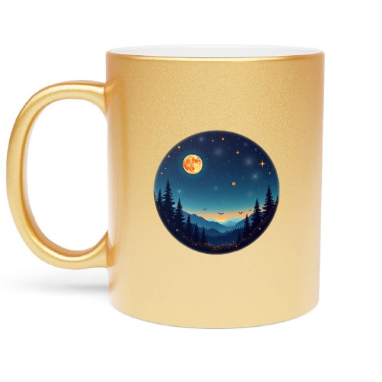 Starry Night Mountain Metallic Mugs