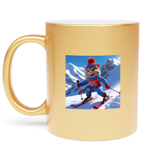 Hamster climbing the mountains Metallic Mugs