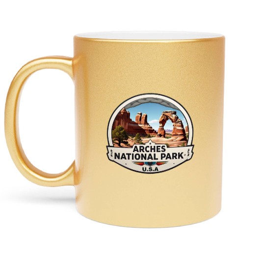 Arches National Park USA Logo Metallic Mugs