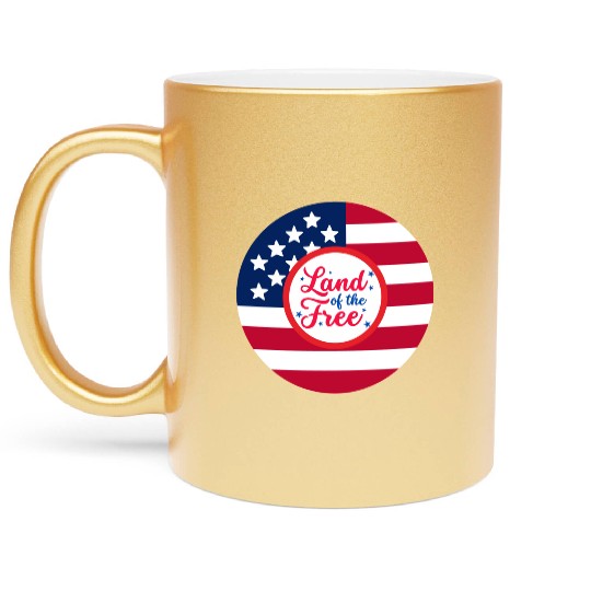 American Flag Design with Patriotic Quote Metallic Mugs