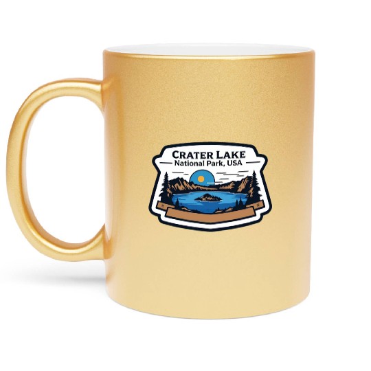 Crater Lake National Park Southern Oregon USA Logo Metallic Mugs