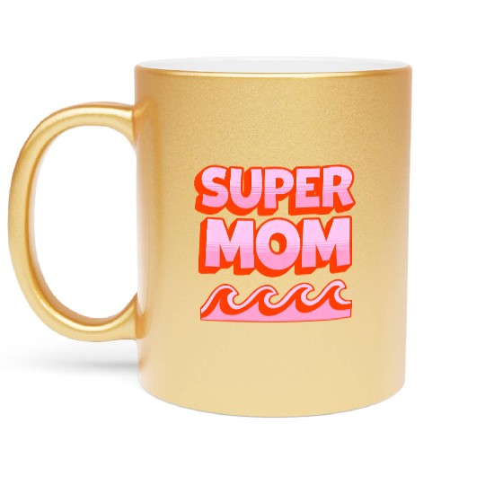 Super Mom Retro Summer Design Metallic Mugs