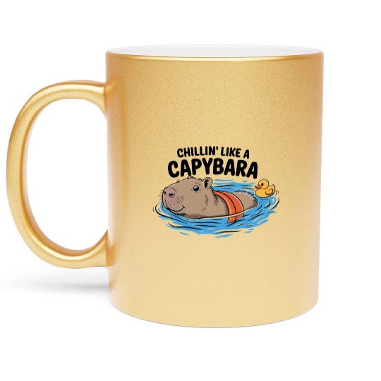 Chillin' Like A Capybara Relaxing Vibes Graphic Metallic Mugs