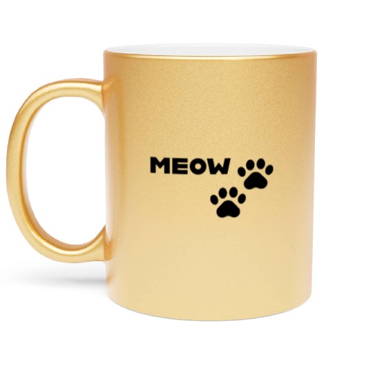 Meow and Paw Prints Metallic Mugs