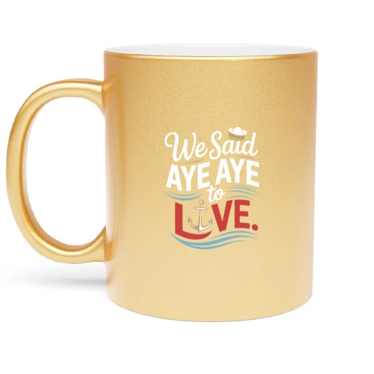 Romantic Cruise Ocean Love Sunset Sail Couples Metallic Mugs