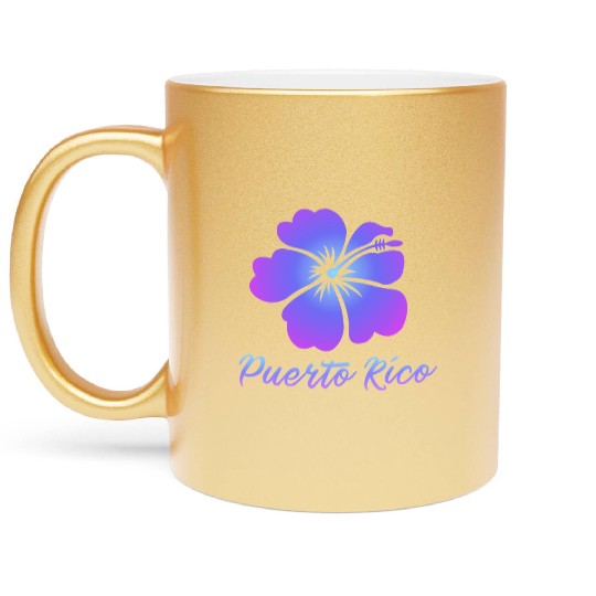 Puerto Rico Hibiscus Metallic Mugs