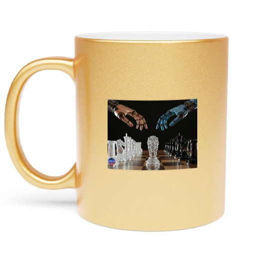 Crystal Robotic Chess Clash Metallic Mugs
