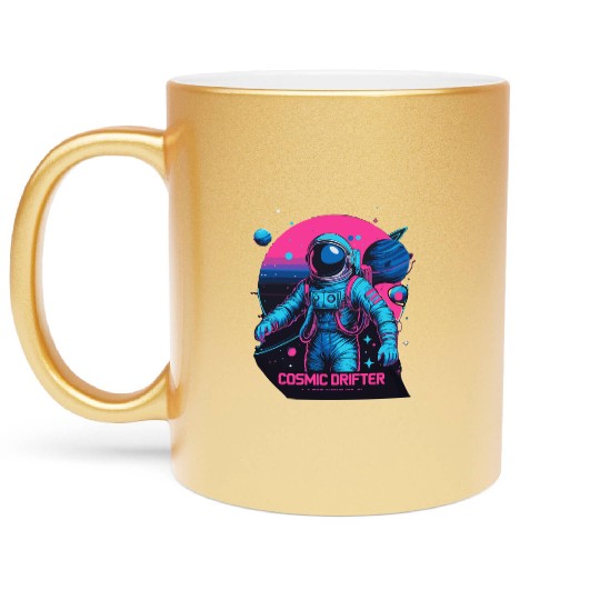 Cosmic Drifter Synthwave Metallic Mugs