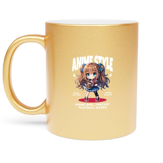 Anime Style: Fantasy Football Queen Metallic Mugs