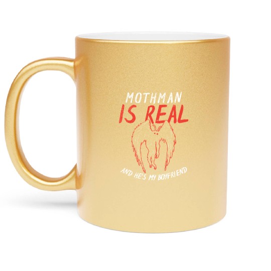 Mothman Is My Boyfriend For Cryptid Lover Metallic Mugs