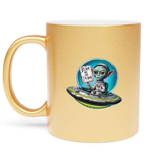 UFO Mars beam me up Allien Metallic Mugs