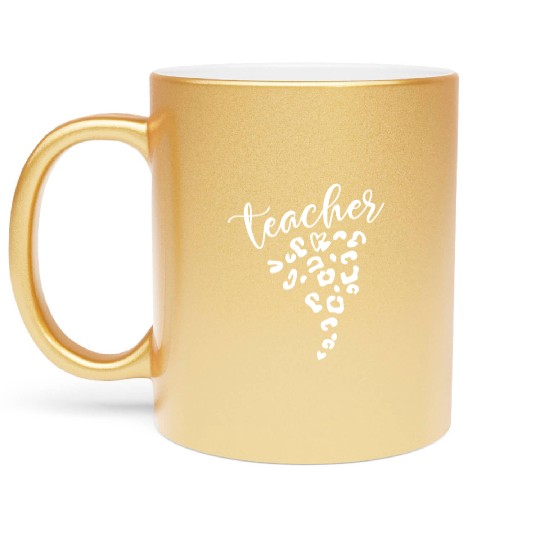 Teacher Leopard Heart Design for Educators Metallic Mugs