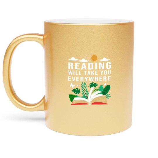 Reading Teacher Librarian Read Book Metallic Mugs