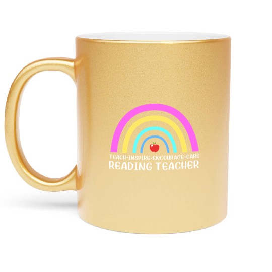 Reading Teacher Literature Book Library Metallic Mugs