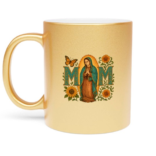 Mexican Mom Mexican Heritage Virgen De Guadalupe Metallic Mugs