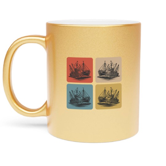 Vintage fishing boat - Maritime Nostalgia Metallic Mugs
