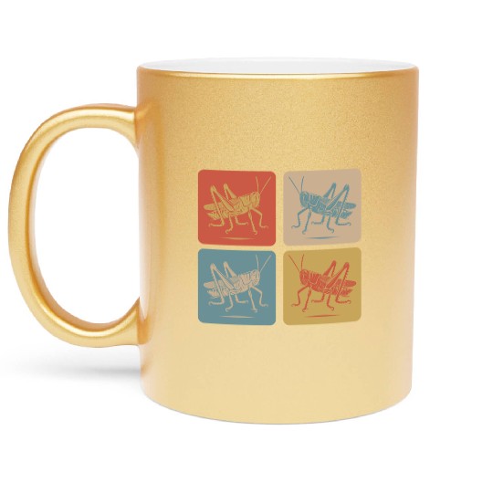 Minimalist Grasshopper - Natural Art Metallic Mugs
