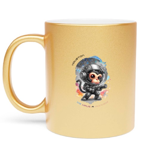 Houston We Have A Monkey Metallic Mugs