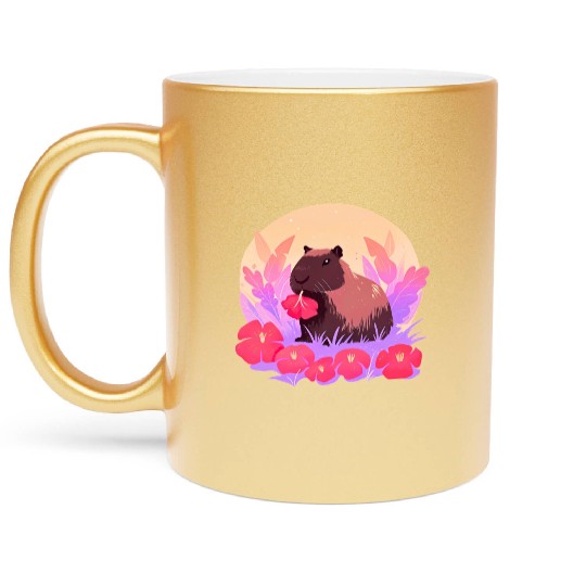 Blooming Capybara Joy Metallic Mugs