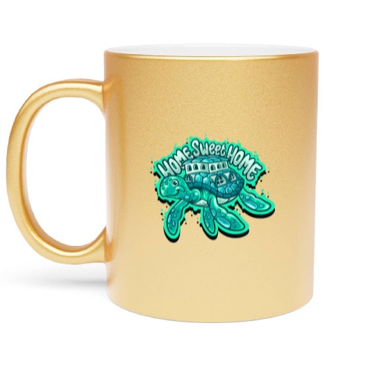 Home Sweet Home Turtle – Cute Ocean Animal Metallic Mugs