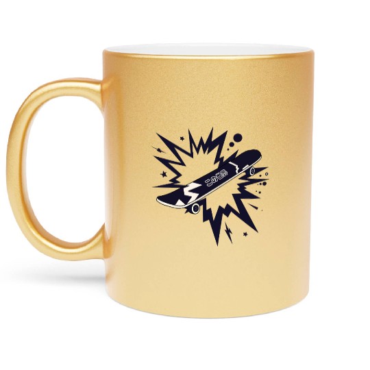 Comic Style Skateboard Metallic Mugs