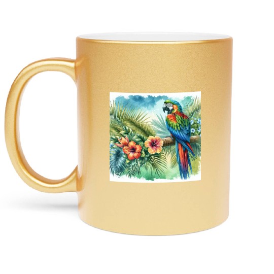 Majestic Macaw Parrot Metallic Mugs