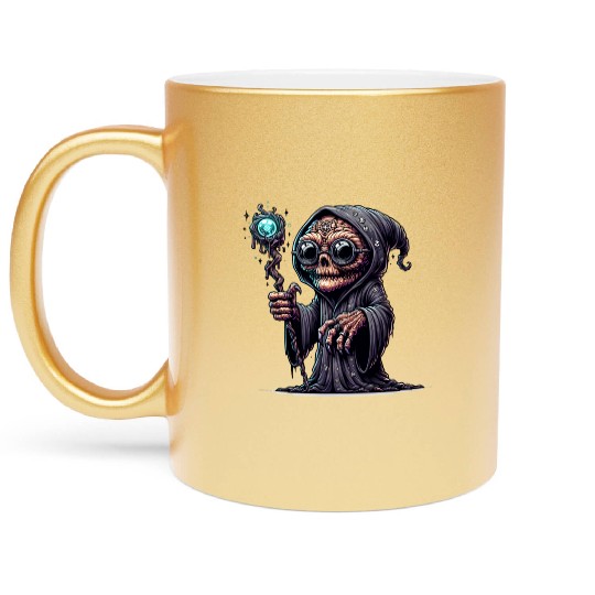 Cosmic Skull Wizard – Creepy Arcane Sorcerer Metallic Mugs
