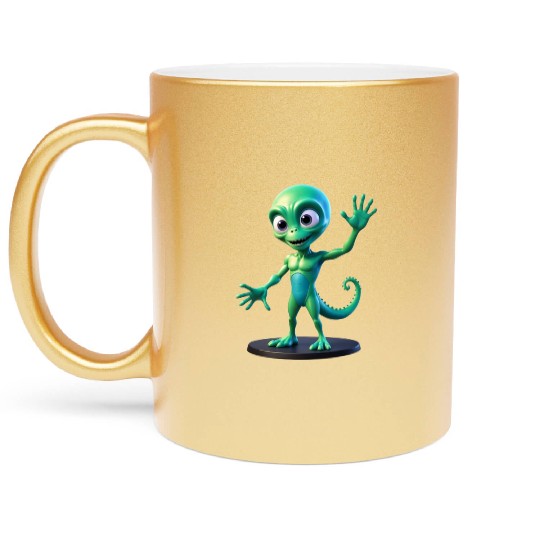 green alien Metallic Mugs