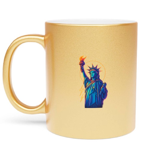Statue of Liberty Neon Metallic Mugs Design