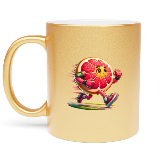 Running Grapefruit Power – Sporty Citrus in Motion Metallic Mugs
