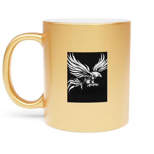 White Tribal Eagle Art Design" Metallic Mugs