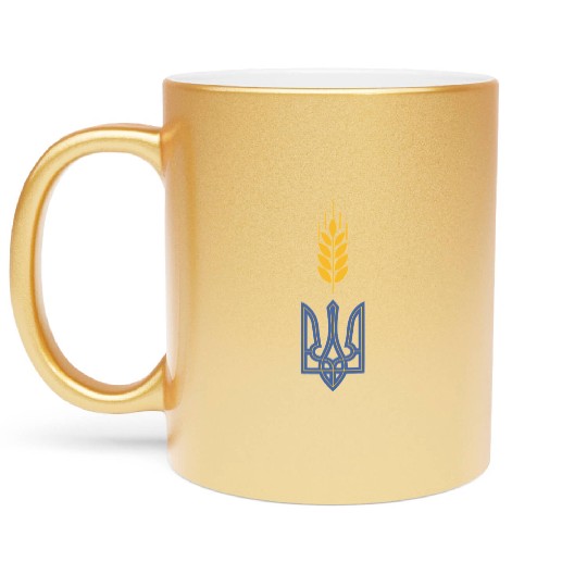Ukraine Trident Wheat Symbol Ukrainian Heritage Metallic Mugs