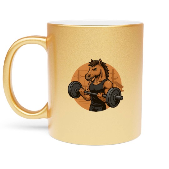 Horsepower Gains – Muscular Gym Horsa Design Metallic Mugs