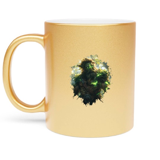 Forest Warrior With Nature Magic And Glowing Power Metallic Mugs