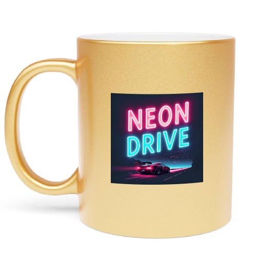Neon Drive - Retro Synthwave Design Metallic Mugs