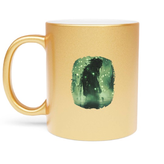 Swamp Demon with Glowing Aura and Haunt Magic Metallic Mugs