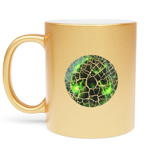 Magic Bear with Green Energy and Cracked Surface Metallic Mugs