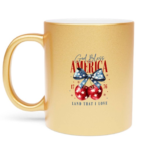 4th of July Cherry America Coquette Metallic Mugs
