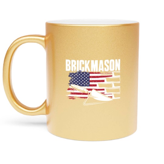 Bricklayer Brickmason American Pride Metallic Mugs