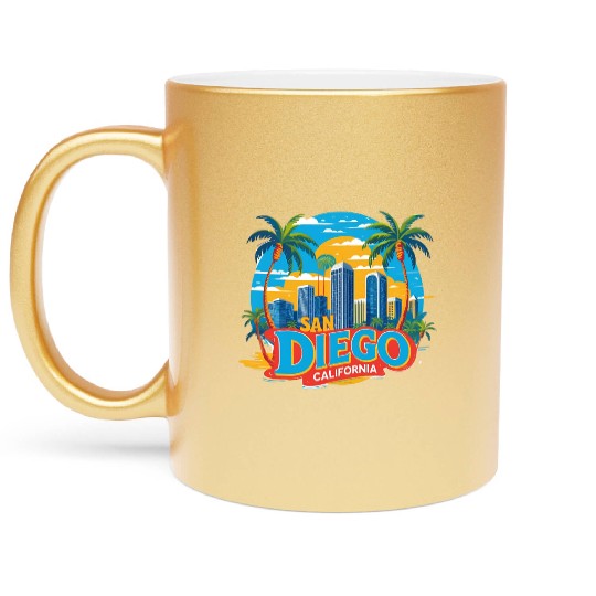 San Diego California Skyline–Modern Cityscape Art Metallic Mugs
