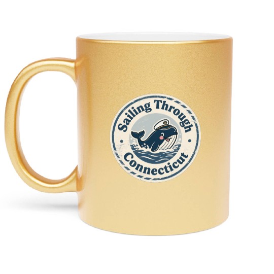 Connecticut Whale Captain Design Metallic Mugs
