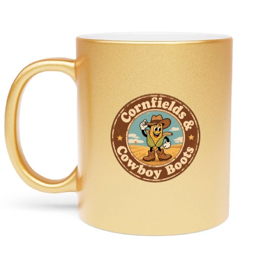 Heart of Nebraska Cornfield Charm Vintage Style Metallic Mugs