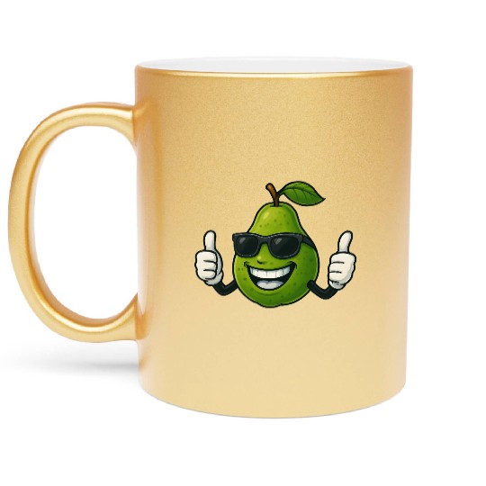 Cute cartoon pear guava fruit summer joy Metallic Mugs