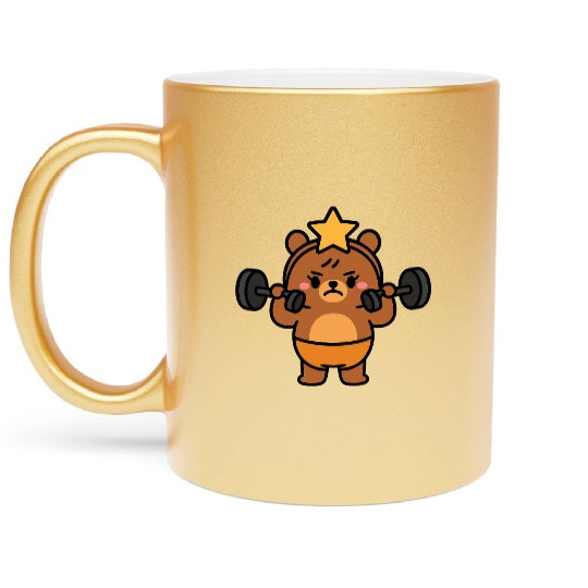 Built Different Bear Quirky Workout Character Metallic Mugs