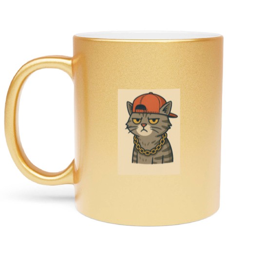 Urban Cat Gangster Illustration Metallic Mugs